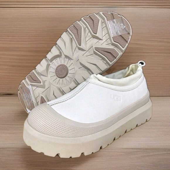 UGG Shoes - UGG UNISEX Tasman Weather Hybrid Slippers Birch White Leather 1158351 Sz M 4 W 6